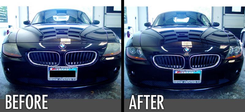 Before and After Headlight Cleaning